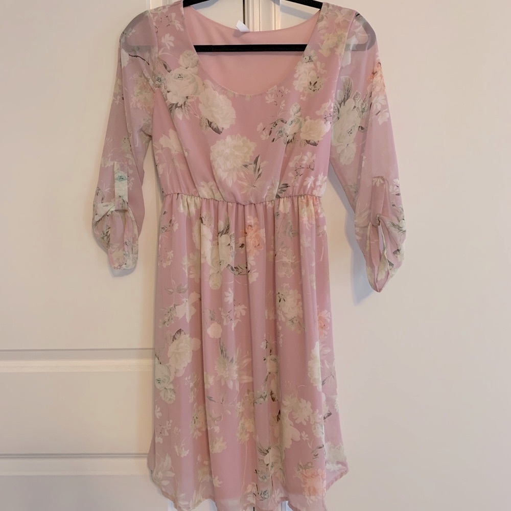 Pink Blush - Pink Floral Maternity Chiffon Dress